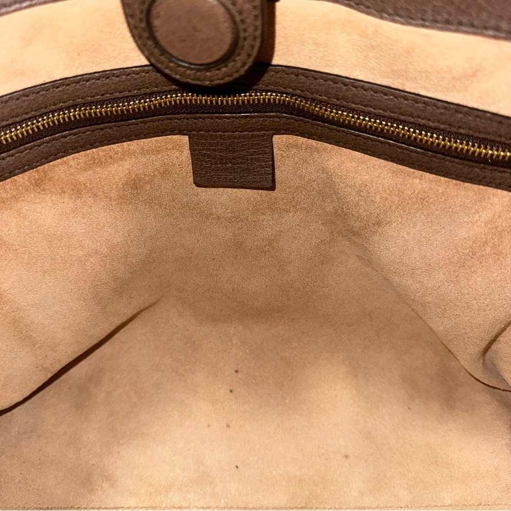 Gucci Ophidia GG Supreme Canvas Tote Bag Brown Green Red Stripe - Picture 14 of 16